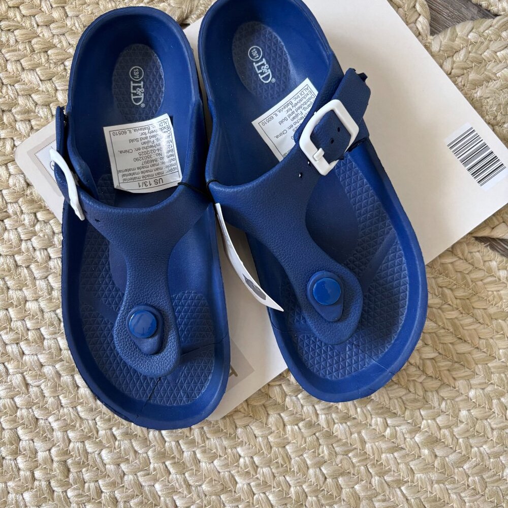 L&D Slip-On Sandals Beach Water Shoes Kids Size 13-1 Navy Blue  Aldi NWT